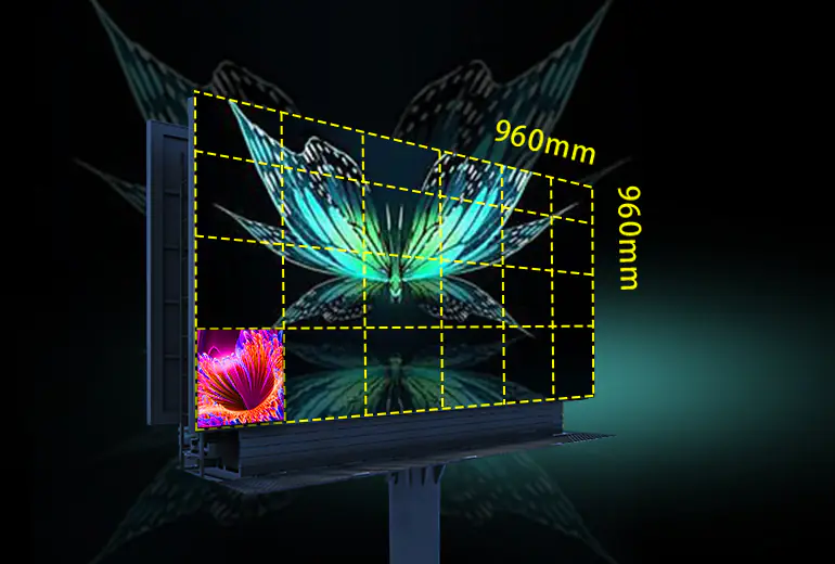 960mm x 960mm modular LED screen size