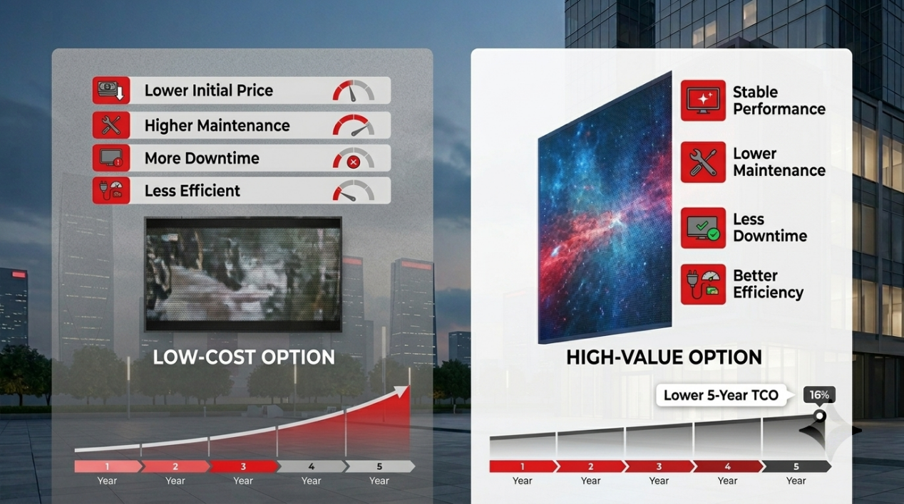 low cost vs high value led display